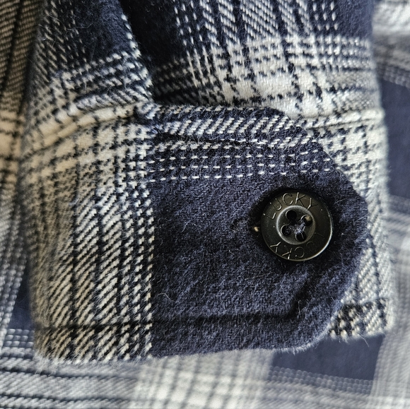 Lucky Brand Sherpa lined jacket /shacket navy/ white plaid checkered sz small - Picture 3 of 8